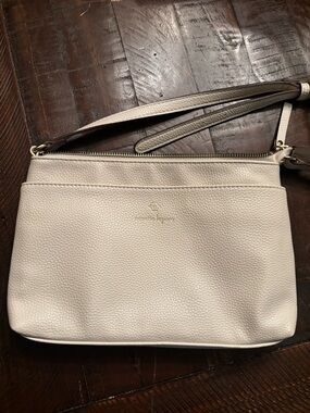 Nanette Lepore NWOT Ivory Pebbled Leather Crossbody Bag Gold Hardware Neutral